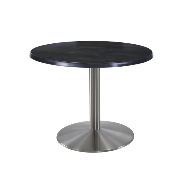 Holland Bar Stool Co 30" Tall OD214 Stainless Steel Table Base 22" Diameter 30" Diameter Black Steel Top OD214-2230SSOD30RBlkStl - main